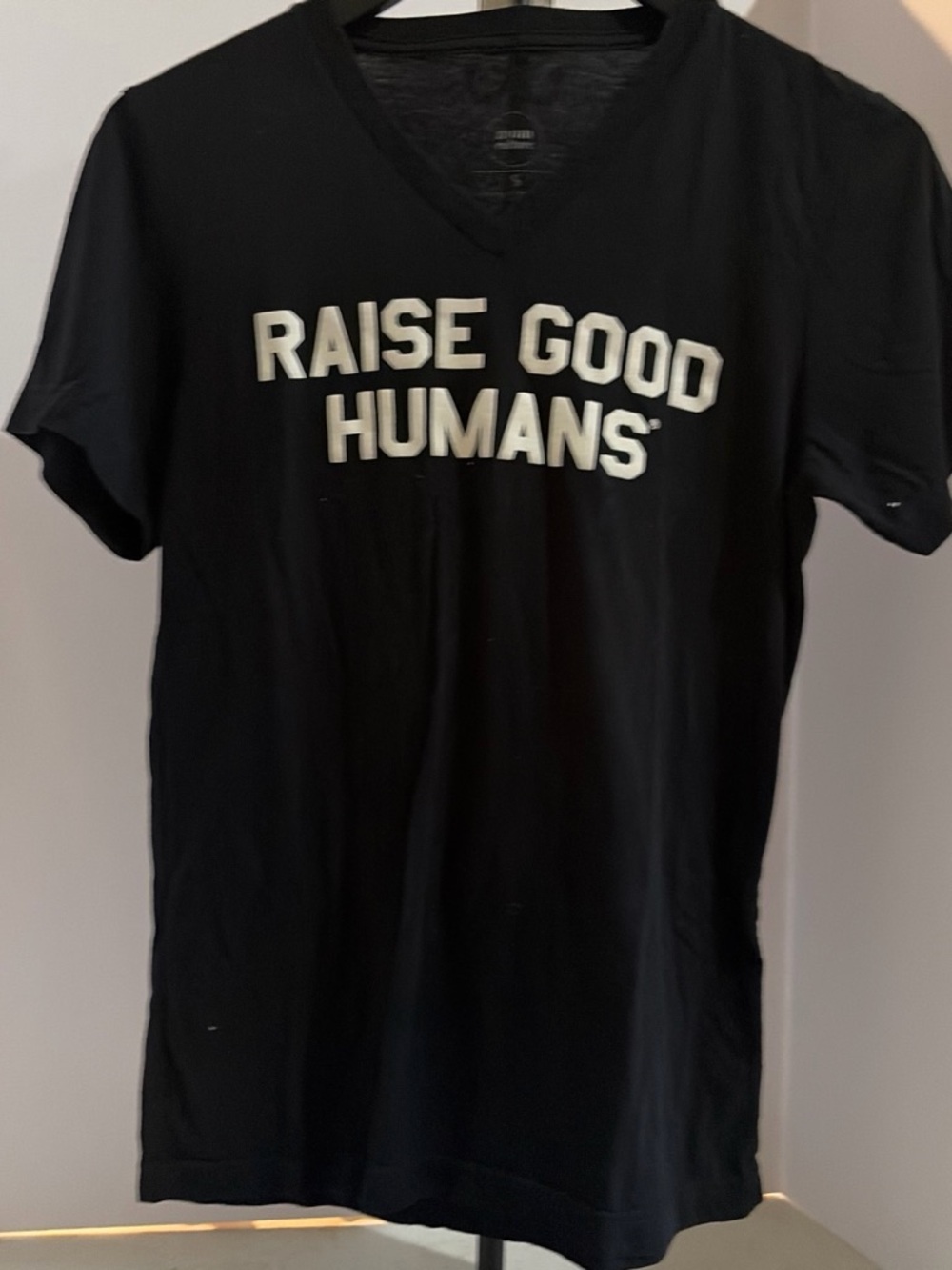 Raise Good Humans Black V-Neck Tee